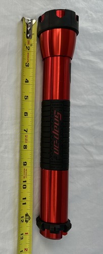 SNAP-ON Red Anodized Aluminum 3D-Cell Flashlight Rubber Grip 13" Extra lightbulb - Picture 6 of 13