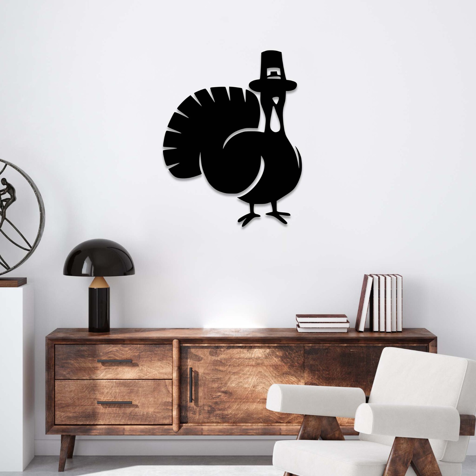Wall Art Home Decor Metal Acrylic 3D Silhouette Poster USA Thanksgiving Turkey