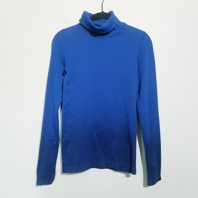 Athleta Turtleneck Shirt Top Womens XS Blue Ombre Flurry Base Layer Thumbholes