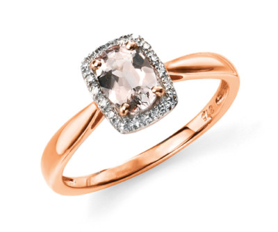Designer - Elements Gold - 9ct Roségold Pink Morganit & Diamantring