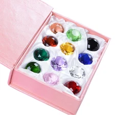 Set of 12 Color Crystal Diamonds Glass Paperweight Art Tiny Wedding Decor 25MM