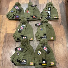 NFL Salute To Service Green Beanie Hat and Gloves You Choose Team / New