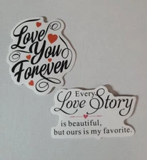 Love story my favorite vinyl sticker set of two hearts Valentine's day forever