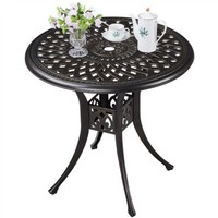 Gartentisch Mit Schirmloch Runder Balkontisch Φ 78 Cm Tisch Aus Metall Bronze