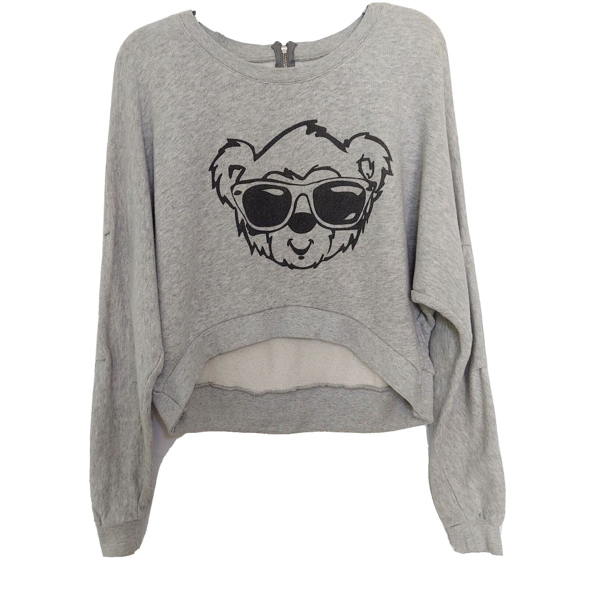 Joyrich Sweatshirt Medium Bear Novelty Hi Lo Cropped Long