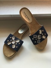 Phillip Hardy, Schläppchen, Gr. 39, neu, Denim, mit Kristallen, Pantoletten