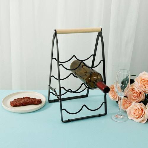 Wine Bottle Wood Shelf Easy to Clean 3 Tiers Bottle Holder for Home or Bar leZcy - Picture 8 of 11