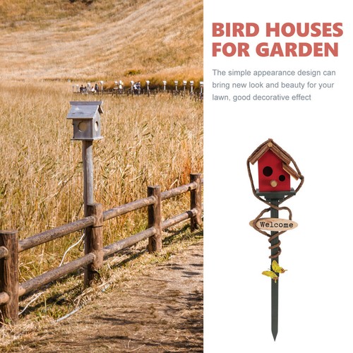 Bird House Stake Outdoor Garden Bird House with Pole Park Decorative Bird House - Picture 8 of 12