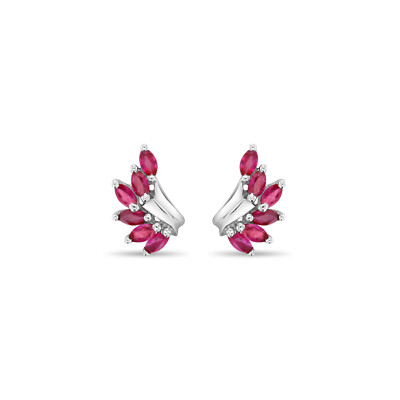 Ohrringe Marquise Rubin Flügelstil 14 Karat Weißgold