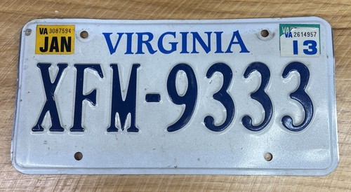Etiquetas de matrícula del estado de Virginia decoración automática artesanía caducada 1/13 XFM 9333 - Imagen 1 de 4