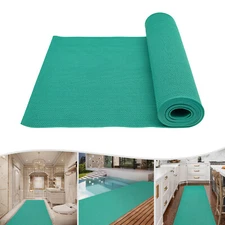 16.4*2.95ft Modern S-shaped Hollow Green PVC Nonslip Drainage Mat In & Outdoor