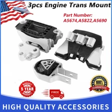 3PCS Engine & Trans Mount Kit 2013-2015 2016 For Dodge Dart 2.0L 2.4L Auto Trans