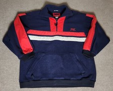 Helly Hansen Unisex Small Heavy Fleece Quarter Zip Pullover Blue Red Ski Outdoor