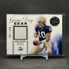 2007 Press Pass Brady Quinn Game Day Gear Used Jersey Rookie Card GDG-BQ 1/299⁉️. rookie card picture