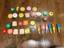 Melissa Doug Food Play Set Wooden Pieces Mixed Lot Of 34 Food Ice Cream