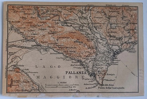 Stampa antica 1899 Pallanza Intra Suna Stresa Baveno Gignese Lago Maggiore - Picture 1 of 2