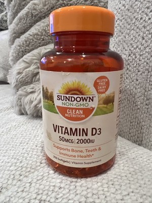 Vitamin D3 2000iu 50mcg Sundown 350 Softgels Bone Teeth Immune Heath EXP 10/26