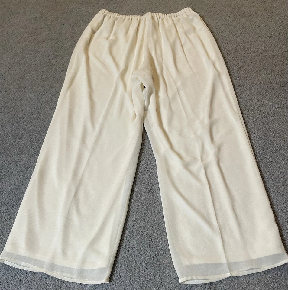 Pantalones de Gasa Roaman Años 90 Pierna Ancha Mujer 16W Crema Pull On Forrados Carrera Fiesta Foto 3 de 4