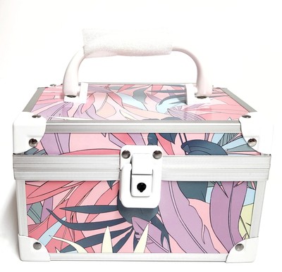 Icing Small Palm Tree Train Case Metal Latch Closure Handle Tropical Pastel NWT