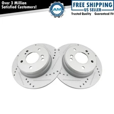 Rear Performance Cross Drilled Slotted G-Coated Brake Rotor Pair New