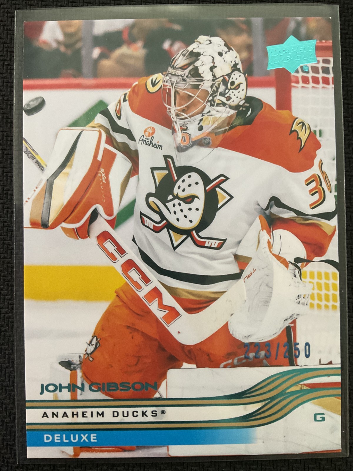 John Gibson 2025-26 Upper Deck Deluxe Parallel Card #223/250