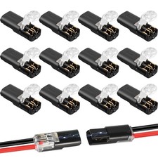 2 Pin Low Voltage Wire Plug-in Connector for 16-18 AWG, Double-Wire Quick Dis...