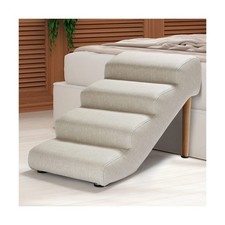 Senneny Imitation Linen Faux Leather Dog Stairs, for Pets up to 150 lbs, Wate...
