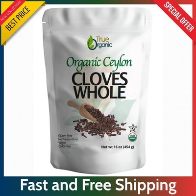 Organic Ceylon Whole Cloves 1 lb - USDA Kosher Non GMO Premium Grade Bulk Spices