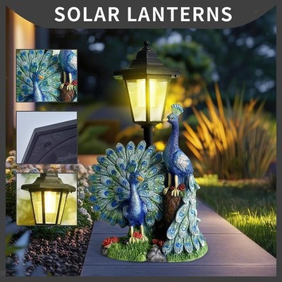 Garten-Pfauenstatue mit Solarleuchte, Geschenkidee, Tierfigur-Lampe für