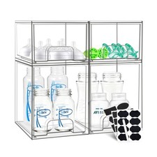 Baby Bottle Organizer, Stackable Storage Drawers with Label, Clear ... Fast Ship