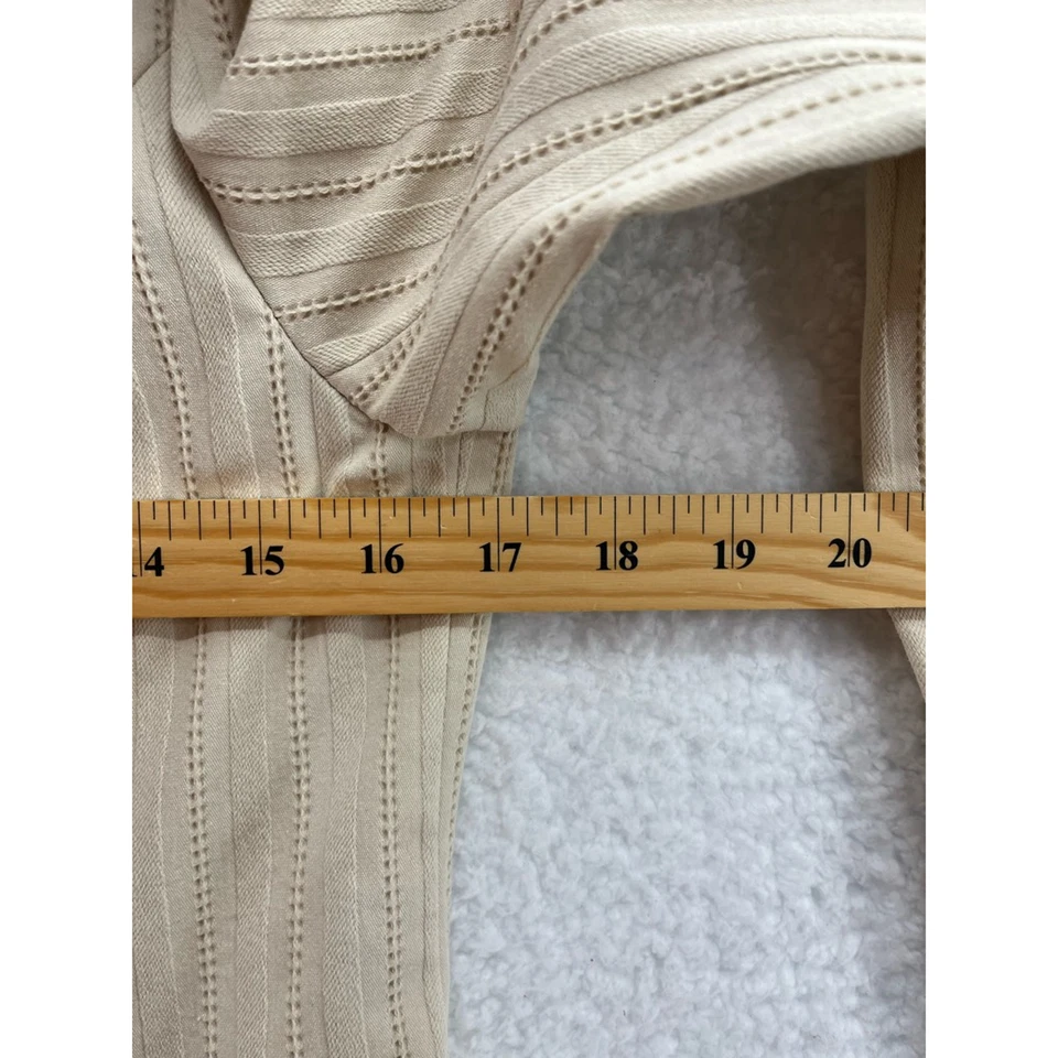 Blazer Nanette Lepore Mujer Beige Rayas Manga Larga Volantes Bolsillos Elastizados 6 Foto 4 de 4