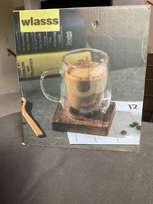 FREE SHIPPING Glass Coffee Cup Set Of 4 Double Wall 7 Oz NIB