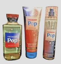 FIRECRACKER POP FRGRANCE MIST CREAM SHOWER GEL GIFT WRAP SET BATH BODY WORKS X3