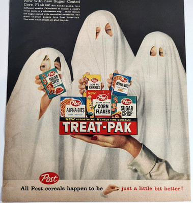 Halloween Post Treat Pak Breakfast Vintage 1958 Cereal Ad Magazine Print