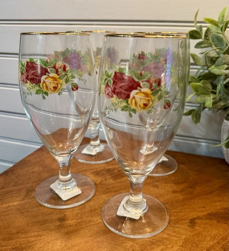 Vintage Royal Albert Old Country Roses Iced Beverage Glasses NIB