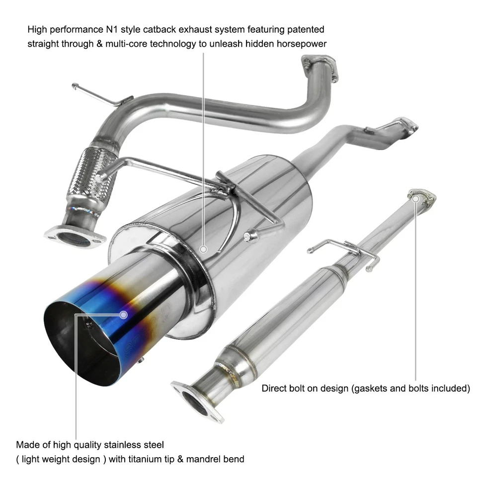 Catback Exhaust Fits 1994-1997 Honda Accord Muffler System w/ 4" Burnt Tip 94-97 — 第 4/4 张图片