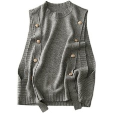 Lady Knitted Vest Tank Tops Gilets Retro Jumper Sweater Sleeveless Basic Classic