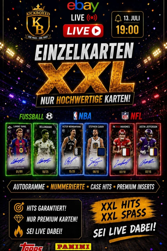 Einzelkarten XXL | Fußball | NBA | NFL | Autogramme & Hits