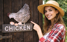 Rustic 15" x 13.25" Chicken Hen With Eggs Barn Farm Metal Sign