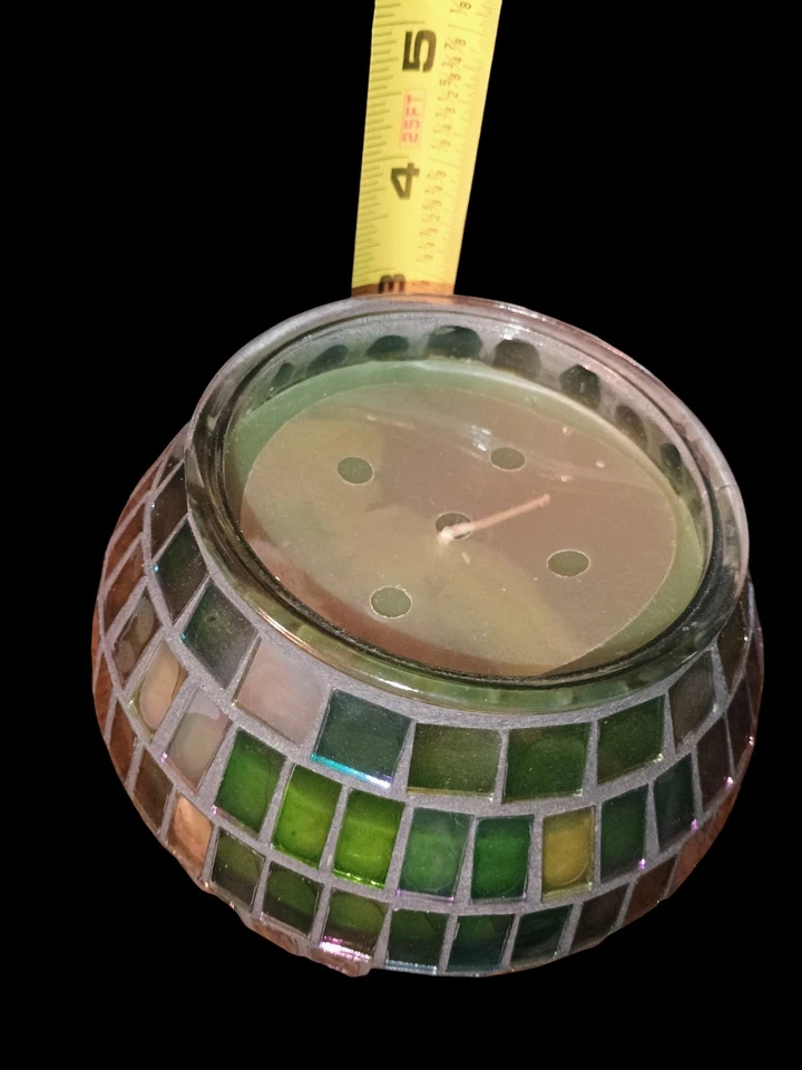 玻璃马赛克烛台带淡香蜡烛全新绿色 — 第 3/4 张图片
