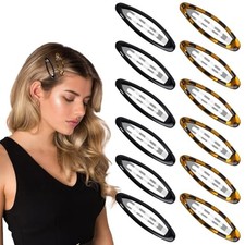 12Pcs Hair Clip Barrettes for Women, Snap Tortoise Metal Hair Black Leopard