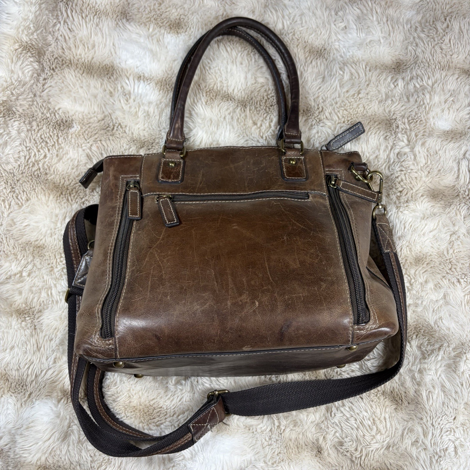 Gun Tote'n Mamas GTM Purse Brown Genuine Leather Concealed Carry Bag Distressed