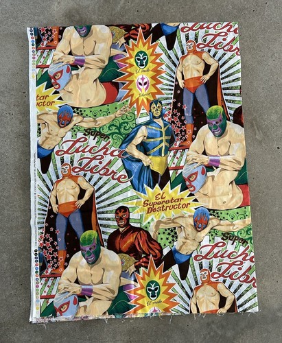 SUPER LUCHA LIBRE Alexander Henry DeLeon Design Group OOP fabric 2012 3 YDS - Picture 1 of 4