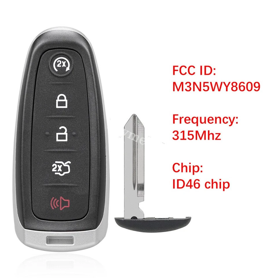 2 Smart Prox controle remoto chaveiro para Ford Explorer Edge 2011 2012 2013 2014 2015 ID46 - Imagem 3 de 4