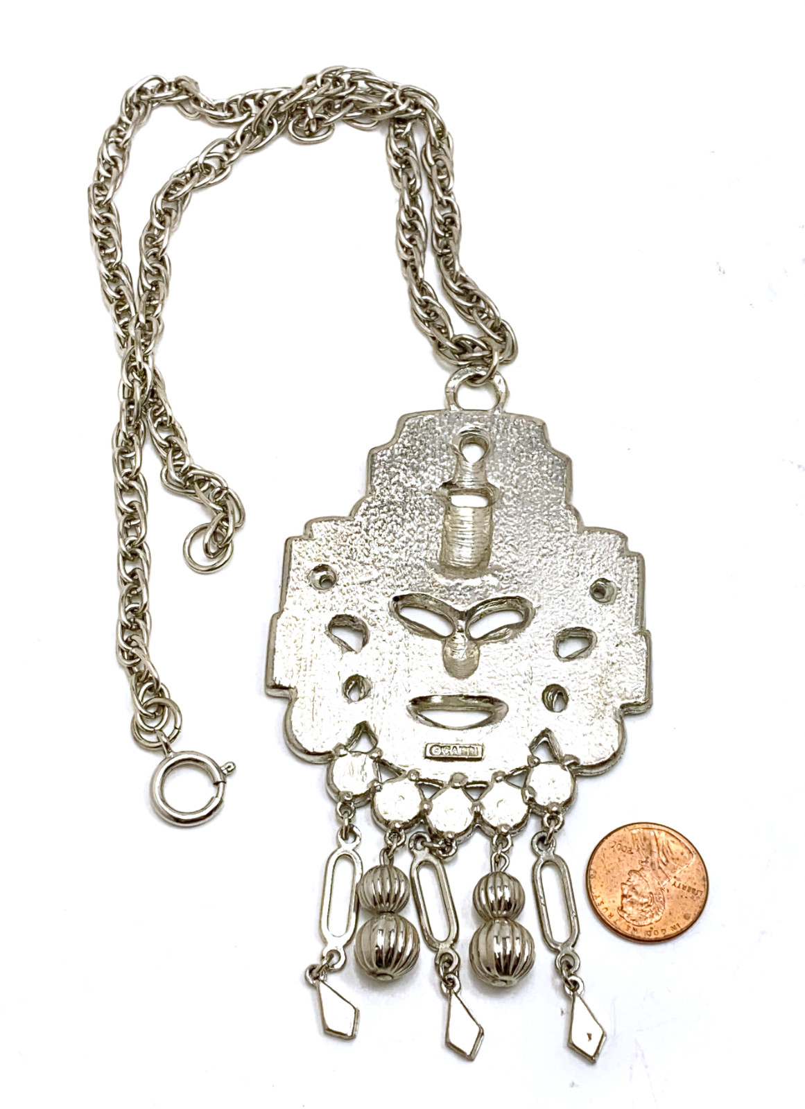 Vintage Necklace Mayan Aztec Warrior CAPRI Large … - image 9