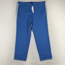 Talbots Relaxed Chino Pants Blue Stripe Accent Women Size 10P 35x26 Work NWT