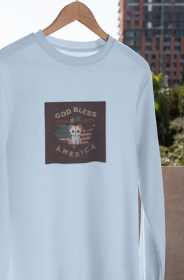 God Bless America Patriotic Cat Crewneck Sweatshirt | Flag Americana