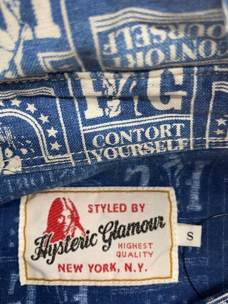 HYSTERIC GLAMOUR Work Shirt, Long Sleeve, Size S, Cotton, Navy, All-over Print, image 3