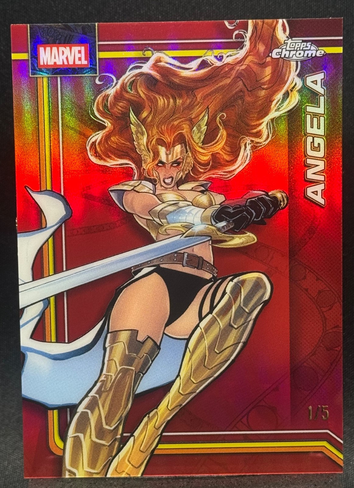 2026 Topps Chrome Marvel Angela #101 True Red Refractor 1/5 SSP Alpha