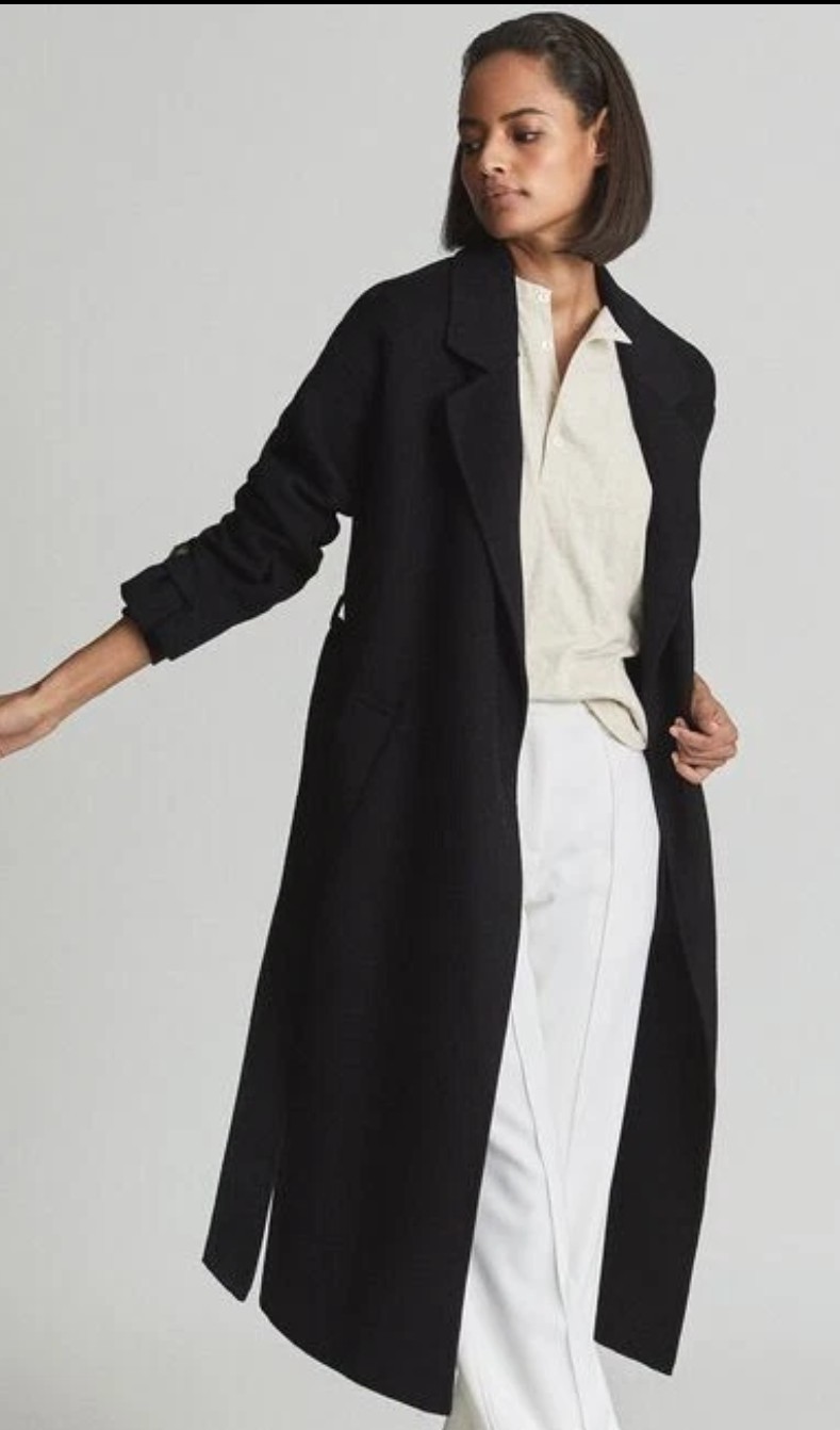 NWT Reiss Olive Wool Blend Oversized Overcoat In Black Sz US 10/ UK 14 $620 image 2